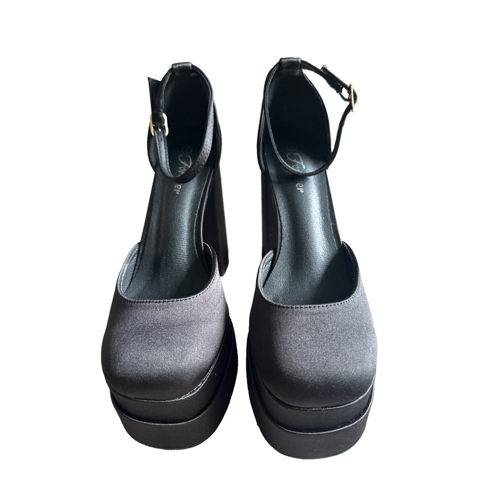 Women High Chunky Platform Heel Ankle Strap Square Toe Wedding Party Pump Shoes